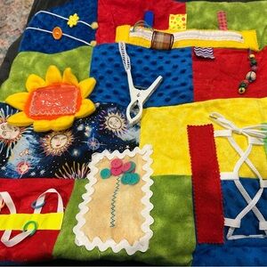 Colorful Patchwork Fidget Lap Quilt/Sensory Blanket (Alzheimer’s/Autism)